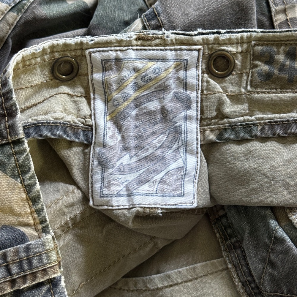 NoBo Woodland Camo Cargo Pants 34x34 Y2K Grunge Baggy Skater Vtg Camouflage - Picture 8 of 12